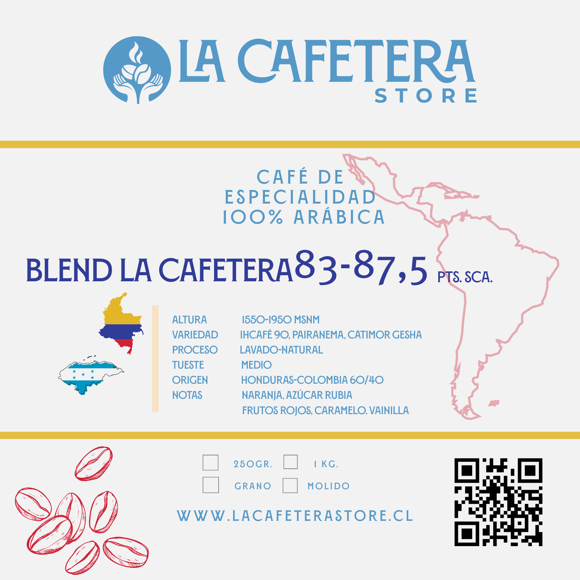 Café Blend La Cafetera Honduras/Colombia  83-87,5 SCA