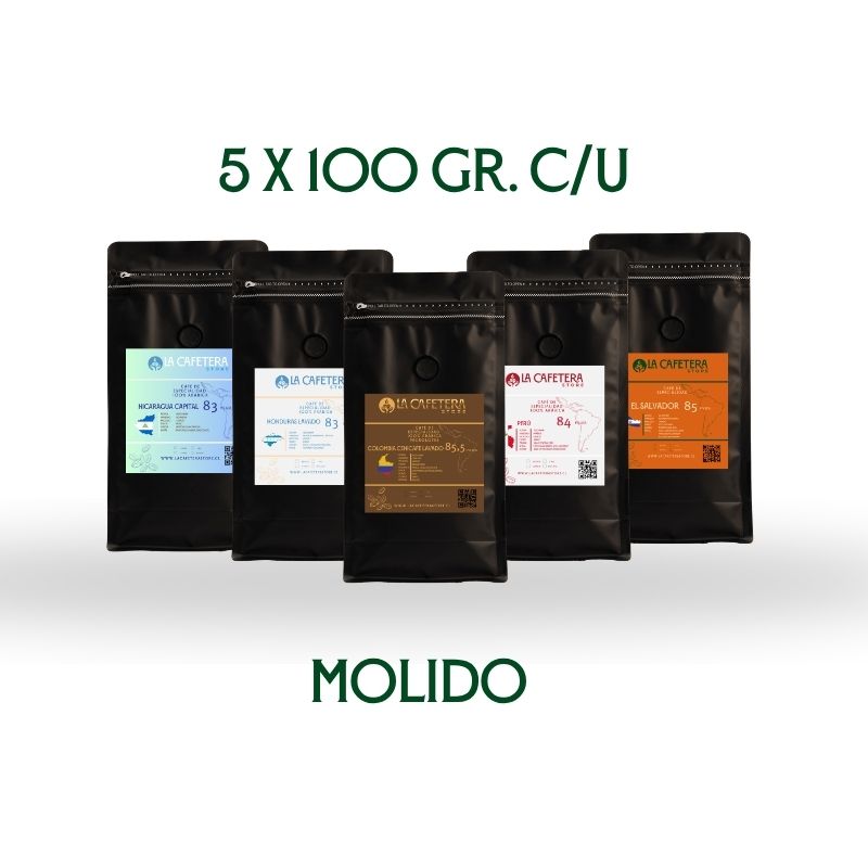 Pack Café GRANO MOLIDO 5x100 gr. c/u (500 gr.)