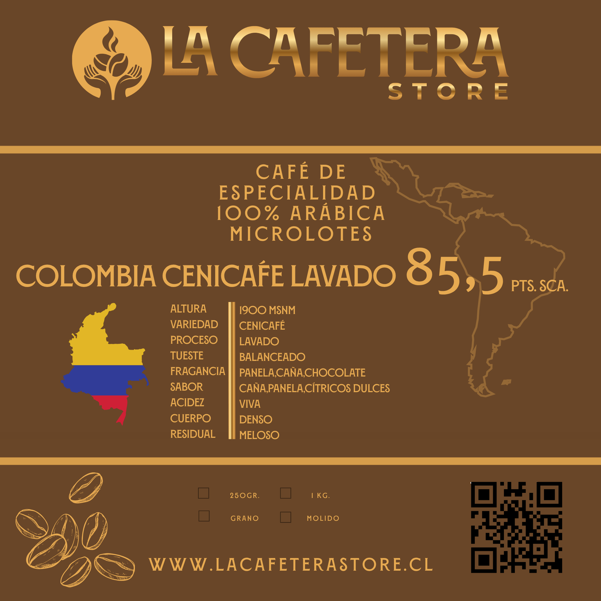 Pack Regalo 2 Café Grano 100 GR. C/U+Cafetera+Molino Manual+Mug 80 ml