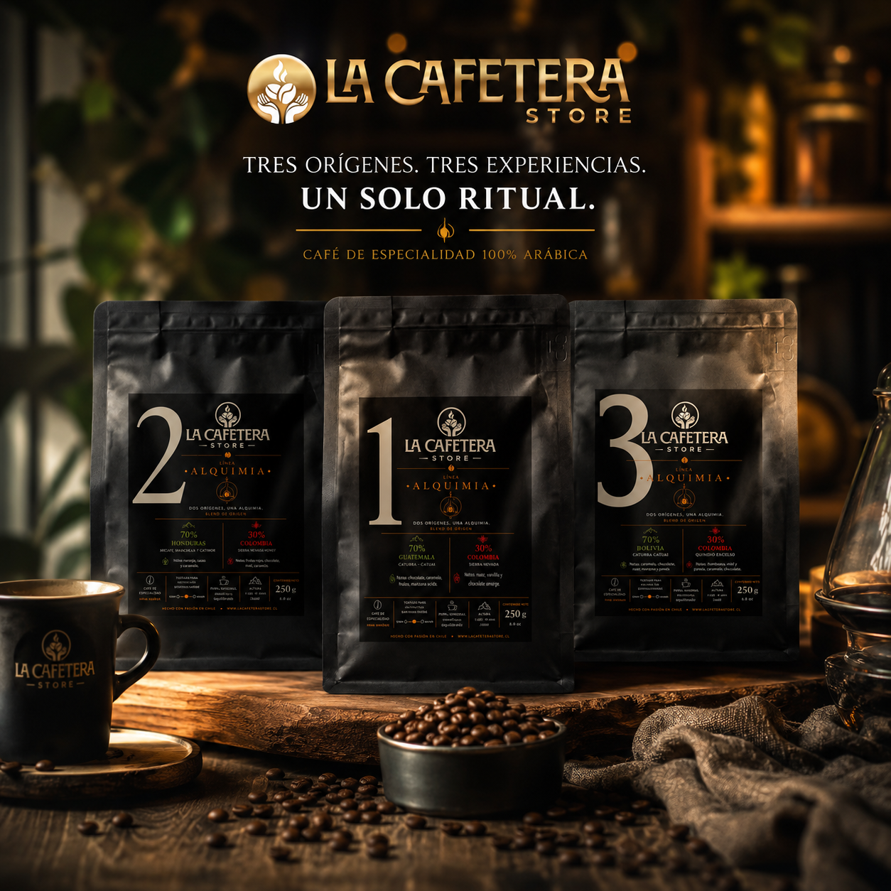 Kit Alquimia Café 1-2-3 750 GR. Grano Entero