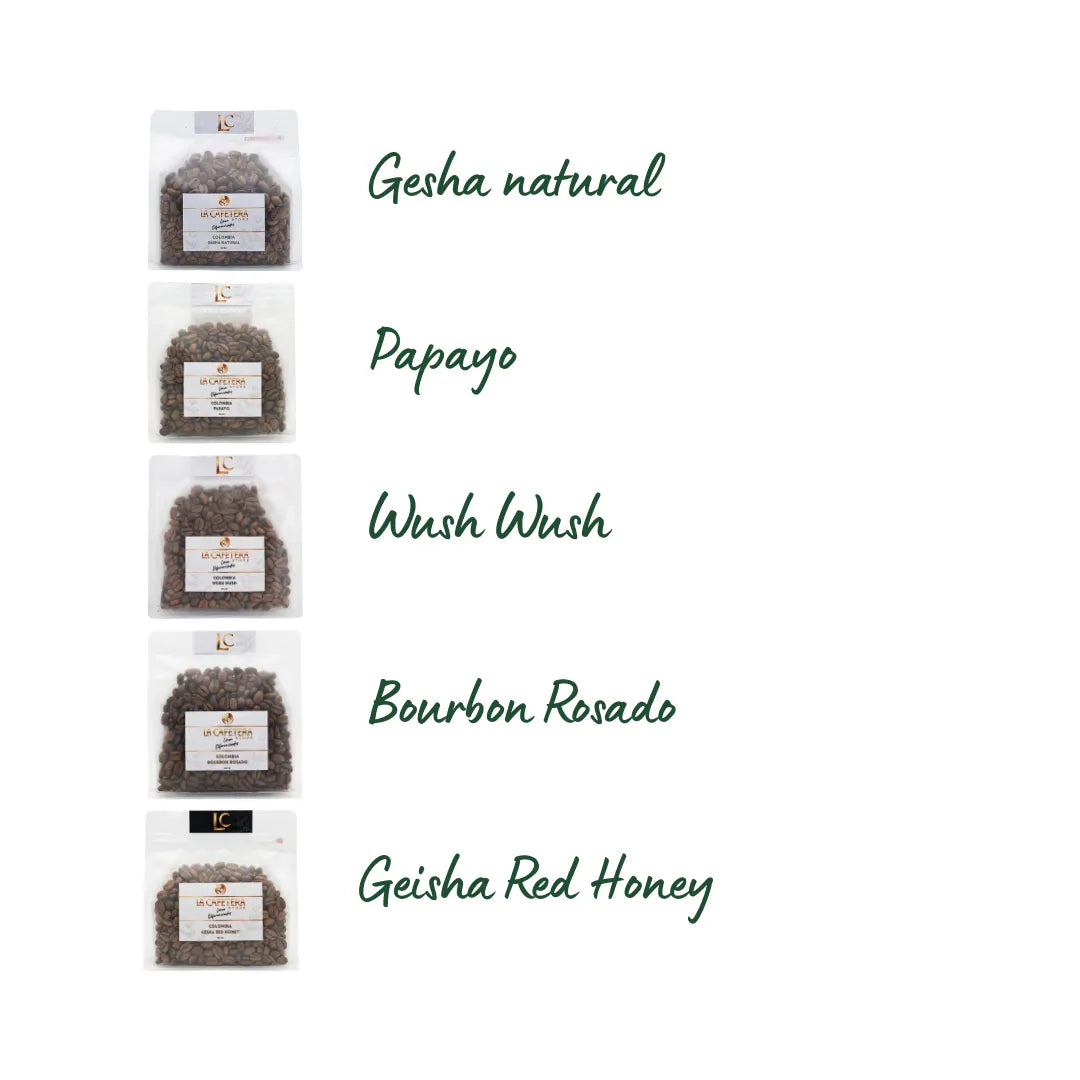 Exóticos de Colombia | GRANO entero| 5x80 gr. c/u (400 gr.)