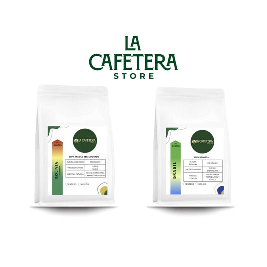 Pack Café Molido Bolivia Caranaví 81 SCA + Brasil Robusta 80 SCA