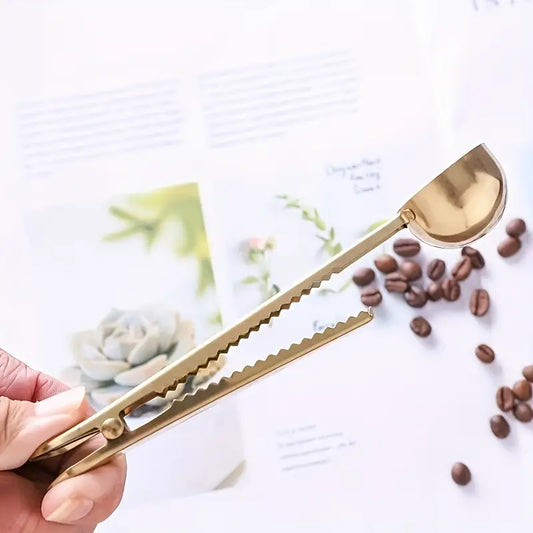 Cuchara medidora de café y clip de cerrado