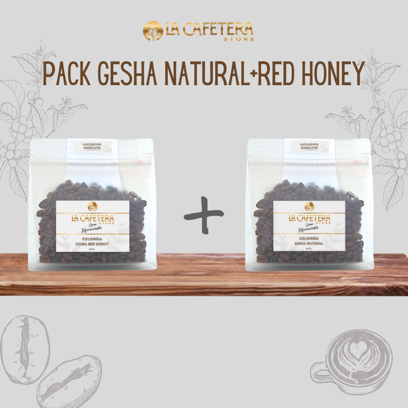 Pack Gesha Natural+ Gesha Red Honey Café premium Exóticos.